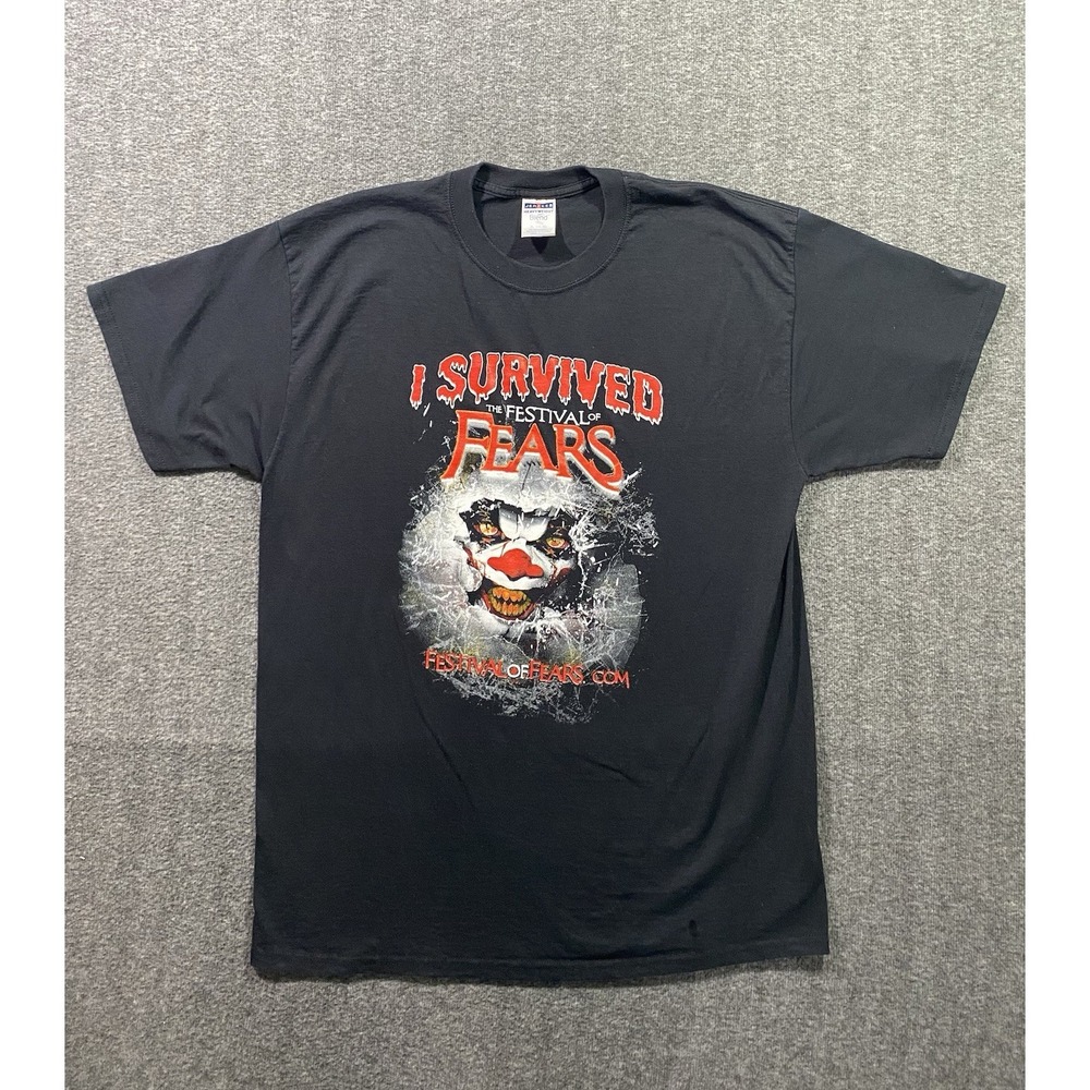 I Survived The Festival Fears Men's Black T Shirt Size XL